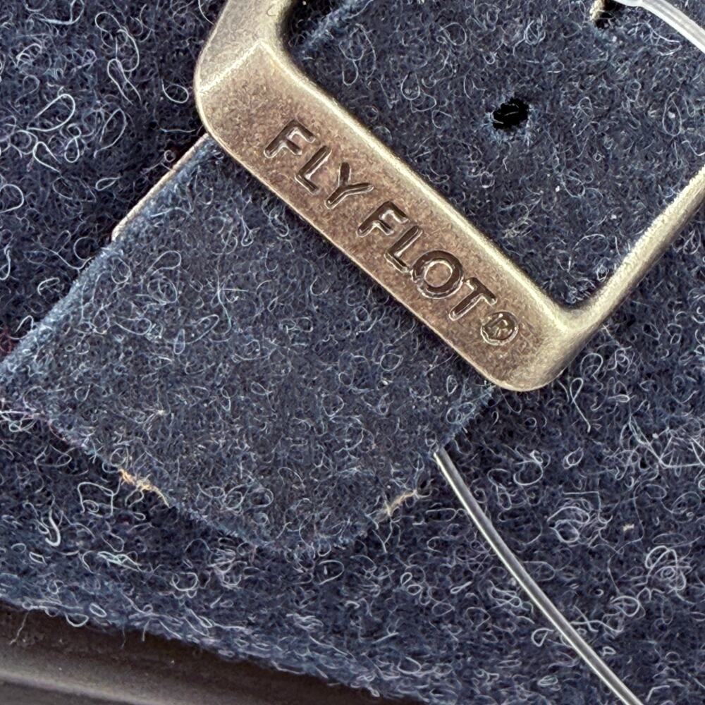 Fly Flot Felt Clog Slip On Slippere Shoes Womens Sz 40 9 Navy Blue Buckle Italy - Picture 3 of 9